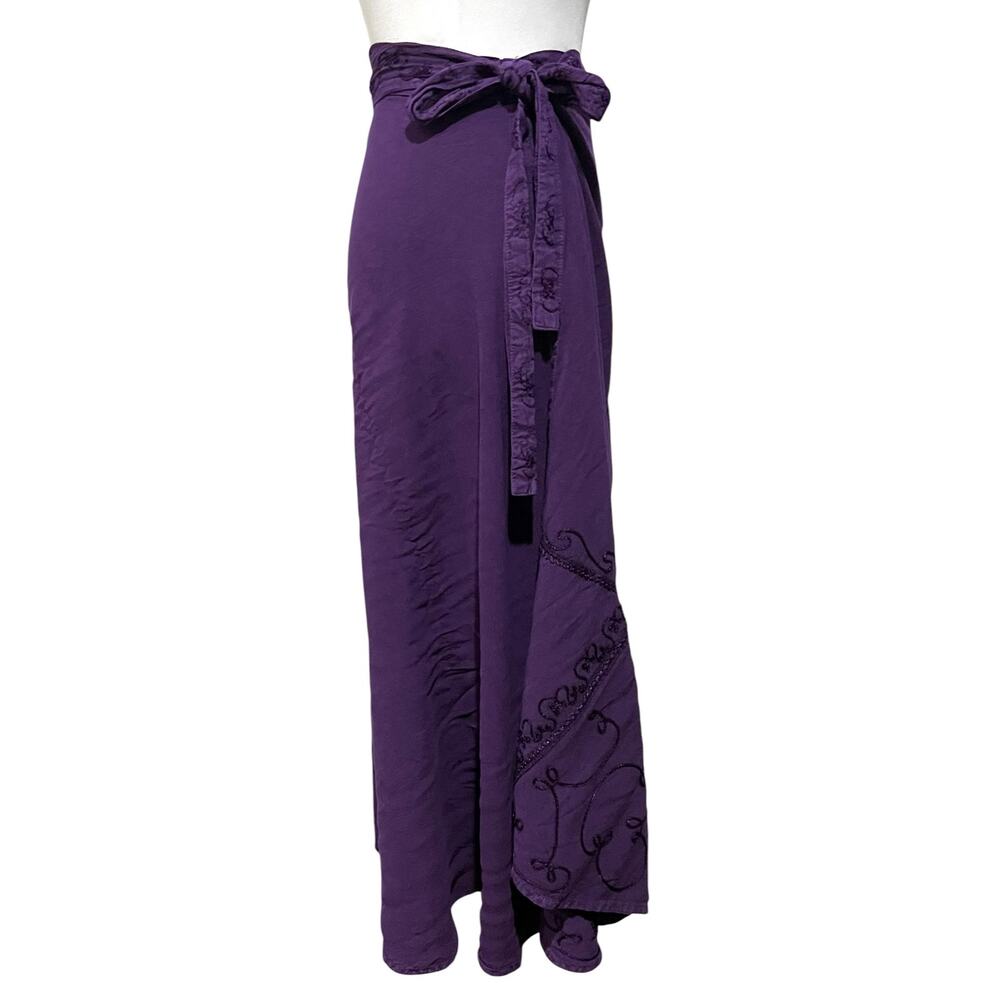 Just Cruising Purple Maxi Skirt Wrap Bohemian Embroidered Long Free Size - Picture 5 of 6
